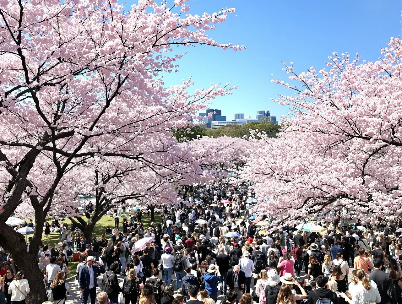 全国多地迎来樱花季旅游高峰,热门景点一票难求